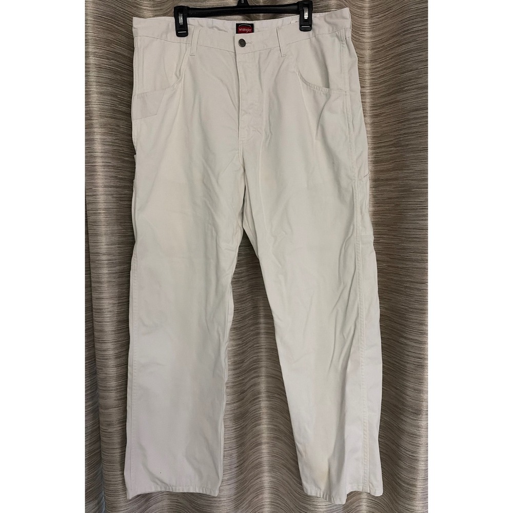 Wrangler Workwear Mens White Carpenter Utility Pants 38x32 112320238 small stain